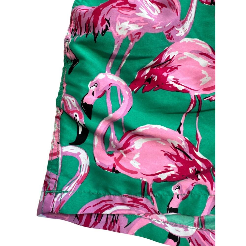 Men's Chubbies Flamingo Swim Trunks Size Medium Green Pink Lined Beach Shorts - Picture 7 of 8